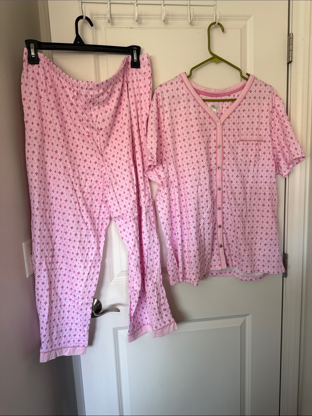 Women's Pink Button-Front Two-Piece Pajama Set